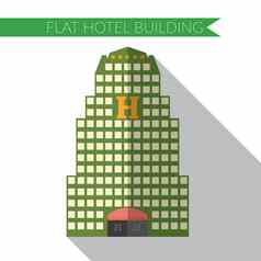 平设计现代向量插图酒店建筑图标长影子