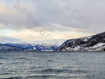 冬天景观早....时间Sognefjord韦斯特兰<strong>挪威</strong>