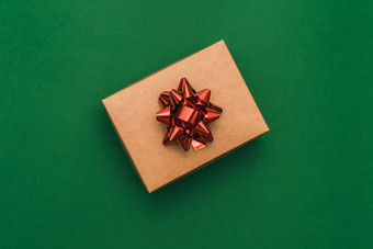 圣诞节边境<strong>工艺</strong>礼物盒子红色的弓绿色背景冬天假期明信片快乐一年的地方文本前视图平躺圣诞节<strong>模板</strong>横幅