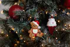 圣诞节树玩具灯花环圣诞节背景