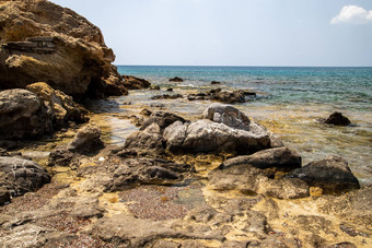 岩石海滩<strong>木塔</strong>里罗兹岛希腊