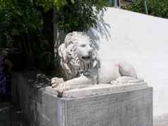 雕塑石头狮子白色石头狮子