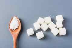 糖多维数据集甜蜜的食物成分糖勺子