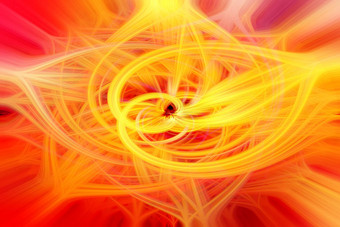 美丽的摘要交织在一起发光的纤维形成形状明星闪耀火焰花相互关联的心黄色的橙色红色的颜色插图