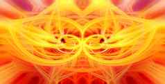 美丽的摘要交织在一起发光的纤维形成形状闪耀火焰花相互关联的心黄色的橙色红色的颜色插图