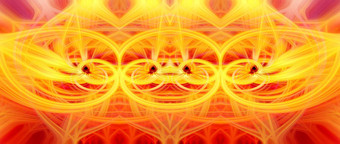 美丽的摘要交织在一起发光的纤维形成形状闪耀火焰花相互关联的心黄色的橙色红色的颜色横幅大小插图