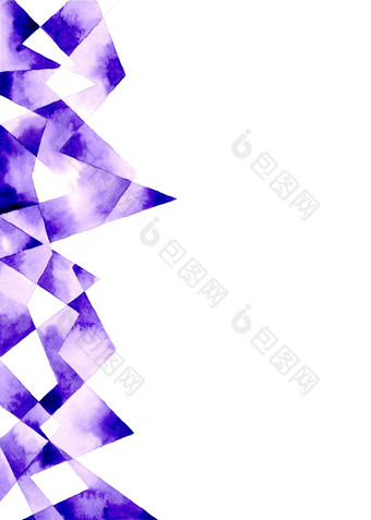 紫色的多边形摘要框架白色背景<strong>模板</strong>风格设计水彩手<strong>绘画</strong>插图