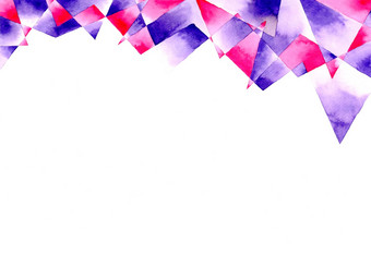 紫色的粉红色的多边形摘要框架白色背景模板风格设计水彩手绘画插图
