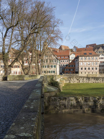 城镇的风景中世纪的schwaebisch大厅德国