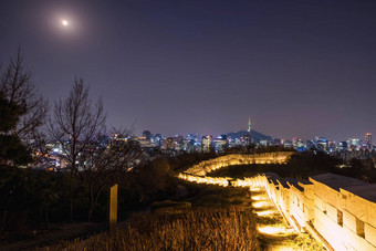 城市景观晚上视图<strong>首尔</strong>namsan<strong>首尔</strong>塔南合唱团