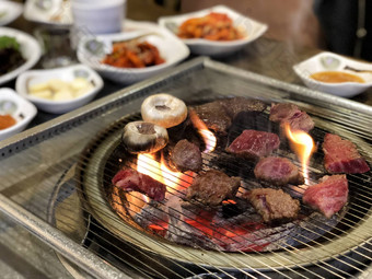 <strong>烧烤</strong>肉热煤种类食物朝鲜文日式