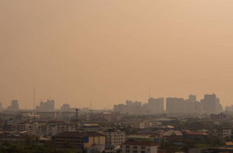 曼谷城市市中心城市景观城市天际线雾主义