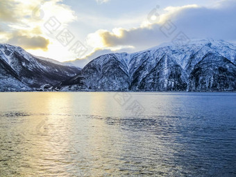 冬天景观早....时间日出Sognefjord<strong>挪威</strong>