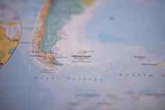 福克兰岛屿色彩斑斓的模糊的地图主要路线红色的