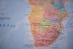 纳米比亚色彩斑斓的模糊的地图非洲主要路线红色的