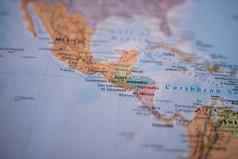 危地马拉色彩斑斓的地图中央美国主要路线红色的