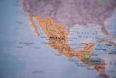 墨西哥色彩斑斓的模糊的地图主要路线红色的