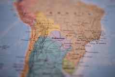 巴拉圭色彩斑斓的地图南美国主要路线红色的
