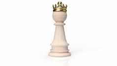木国际象棋黄金皇冠白色背景业务
