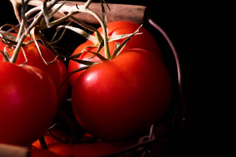 大红色的西红柿黑色的背景光黑暗准备好了烹饪