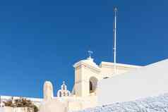 典型的圣托里尼岛教堂希腊基克拉迪群岛
