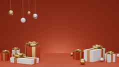 圣诞节一年问候横幅红色的礼物盒子