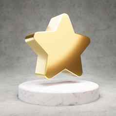 明星图标闪亮的金明星象征白色大理石讲台上
