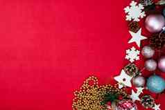 装饰红色的圣诞节背景有圣诞气氛的饰品