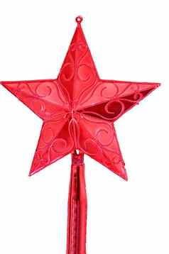 闪亮的红色的明星集高白色圣诞节树