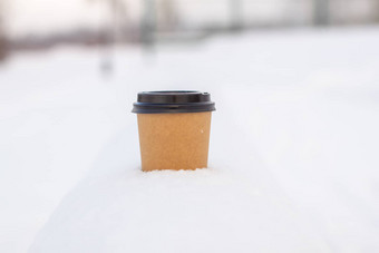 纸板咖啡杯雪<strong>冬天</strong>热<strong>喝茶</strong>咖啡