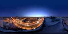 图拉俄罗斯2月晚上城市冬天屋顶球形全景equirectangular投影