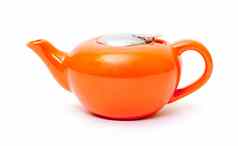 橙色陶瓷茶壶