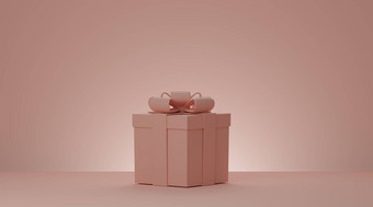 圣诞节一年现在盒子粉红色的礼物盒子丝带