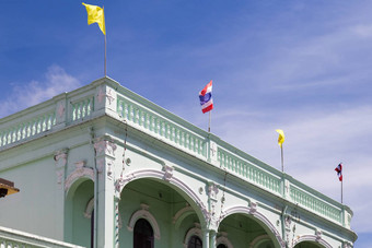 普吉岛泰国色彩鲜艳的小镇普吉岛祈祷旗帜