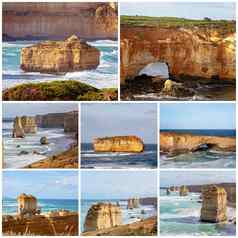 拼贴画著名的伟大的海洋路海岸线澳大利亚