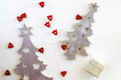快乐圣诞节快乐一年集背景树加兰白色背景