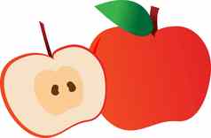 红色的苹果减少红色的苹果白色背景