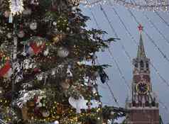 俄罗斯莫斯科圣诞节灯饰莫斯科克林姆林宫