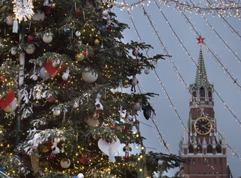 俄罗斯莫斯科圣诞节<strong>灯饰</strong>莫斯科克林姆林宫