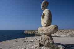 思想家石头雕塑悬崖tarkhankut国家自然公园共和国克里米亚俄罗斯清晰的阳光明媚的一天9月