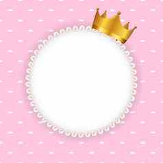 公主皇冠背景珍珠框架向量插图