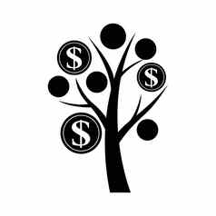 金融概念钱树象征成功的业务向量插图