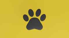 黑色的爪子打印黄色的背景狗猫爪子打印动物