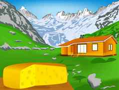 自然瑞士乳制品奶酪阿尔卑斯山脉山草地