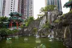 水花园黄或没有道教寺庙九龙在香港香港