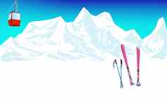 冬天极端的体育滑雪休息高山度假村