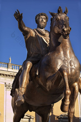 皇帝马库斯奥里利乌斯青铜马术雕像朱庇特<strong>神殿</strong>的山<strong>罗马</strong>