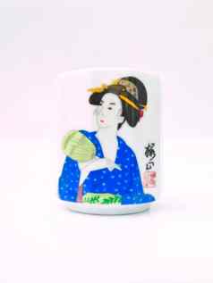 亚洲陶瓷茶杯孤立的白色背景