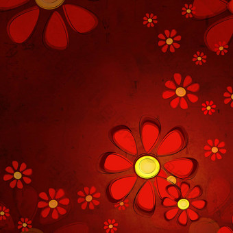 红色的花纸背景