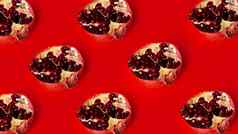 模式红色的石榴行红色的背景水果行背景